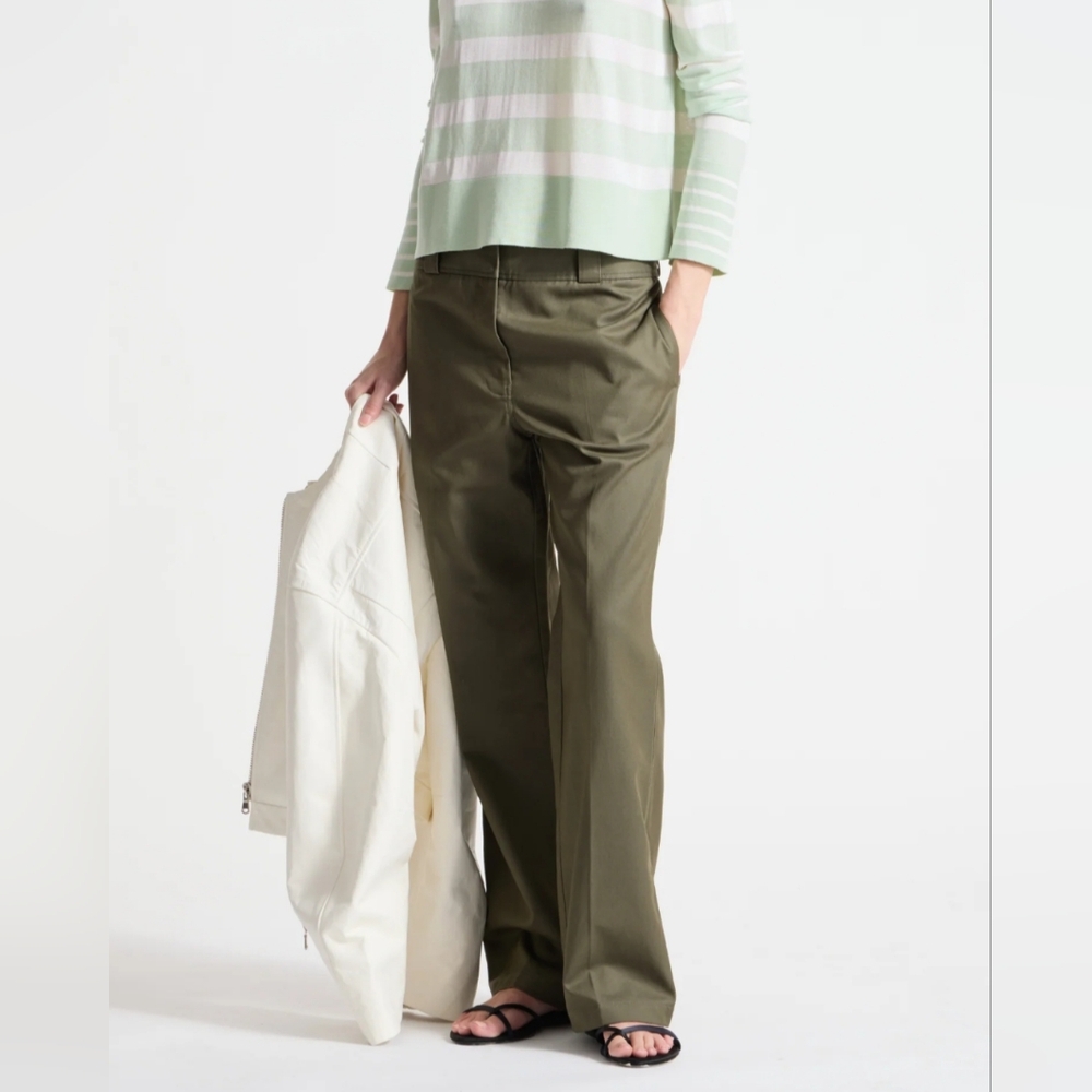 SAINT ART Nessa Mid Rise Straight Trousers Cotton Tencel Small S Modern